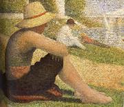 Georges Seurat The Boy Wearing hat on the ground oil painting